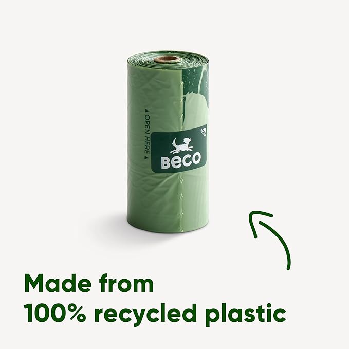 Beco Strong & Large Poop Bags - 60 Bags (4 Rolls of 15) - Mint Scented - Dispenser Compatible Dog Poo Bags