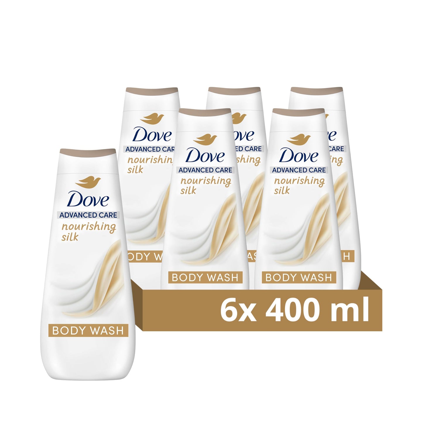 Dove Advanced Care Nourishing Silk Body Wash body cleanser with skin-natural nutrients for instantly silky-soft skin 6x 225 ml