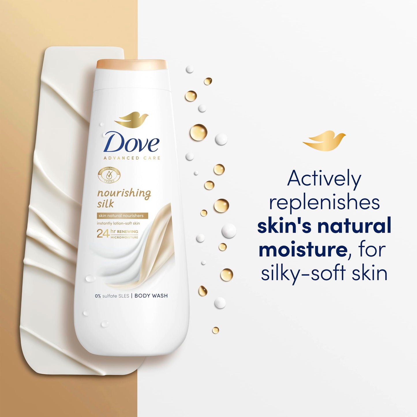 Dove Advanced Care Nourishing Silk Body Wash body cleanser with skin-natural nutrients for instantly silky-soft skin 6x 225 ml