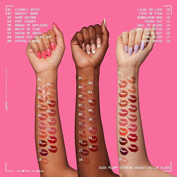NYX Professional Makeup Lip Plumping Gloss, Intense Colour and High Pigmentation, With Extreme High Shine Finish, Infused with Spicy Ginger, Vegan Formula, Duck Plump, Mauve Out My Way