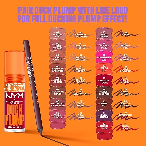 NYX Professional Makeup Lip Plumping Gloss, Intense Colour and High Pigmentation, With Extreme High Shine Finish, Infused with Spicy Ginger, Vegan Formula, Duck Plump, Mauve Out My Way