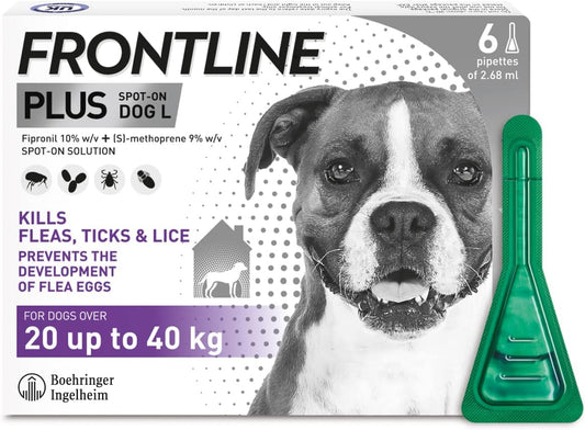 FRONTLINE Plus Flea & Tick Treatment for Large Dogs - 6 Pipettes