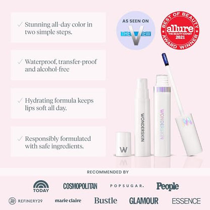 Wonderskin Wonder Blading One Step Lip Stain Masque, Long Lasting Stain & Go Lip Tint Color, Transfer Proof, Matte Finish, Waterproof Formula (Divine Masque)