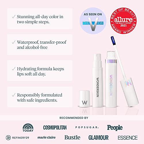 Wonderskin Wonder Blading One Step Lip Stain Masque, Long Lasting Stain & Go Lip Tint Color, Transfer Proof, Matte Finish, Waterproof Formula (Divine Masque)