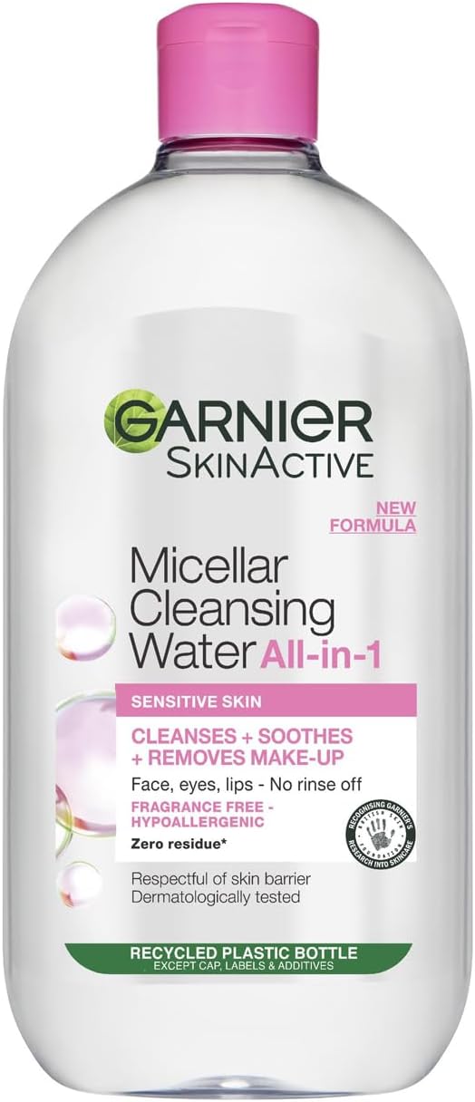 Garnier Micellar Cleansing Water, Gentle face Cleanser & Makeup Remover, Fragrance-Free, Vegan Formula, Suitable For All Skin Types, Even Sensitive, Skin Active, 700ml