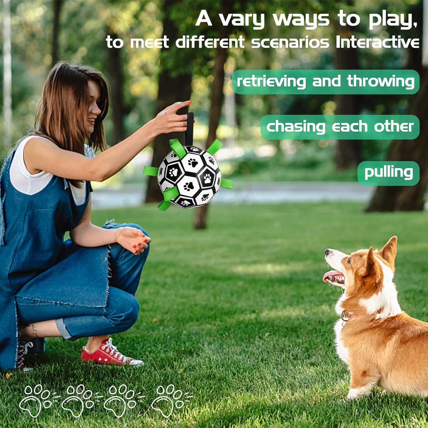 CHUKCHI Dog Toys Soccer Ball with Straps, Interactive Dog Toys for Tug of War,Puppy Birthday Gifts,Dog Water Toy,Dog Tug Toy,Durable Dog Balls for Small Medium & Large Dog（8 inch）