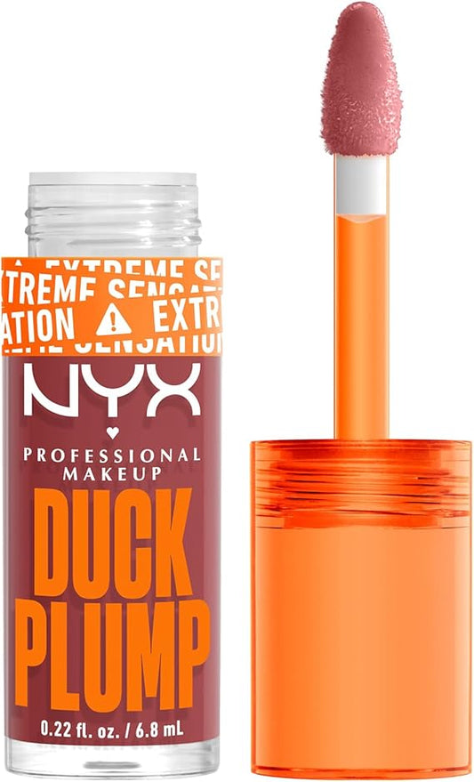 NYX Professional Makeup Lip Plumping Gloss, Intense Colour and High Pigmentation, With Extreme High Shine Finish, Infused with Spicy Ginger, Vegan Formula, Duck Plump, Mauve Out My Way