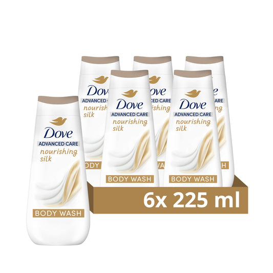 Dove Advanced Care Nourishing Silk Body Wash body cleanser with skin-natural nutrients for instantly silky-soft skin 6x 225 ml