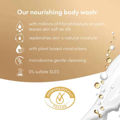 Dove Advanced Care Nourishing Silk Body Wash body cleanser with skin-natural nutrients for instantly silky-soft skin 6x 225 ml