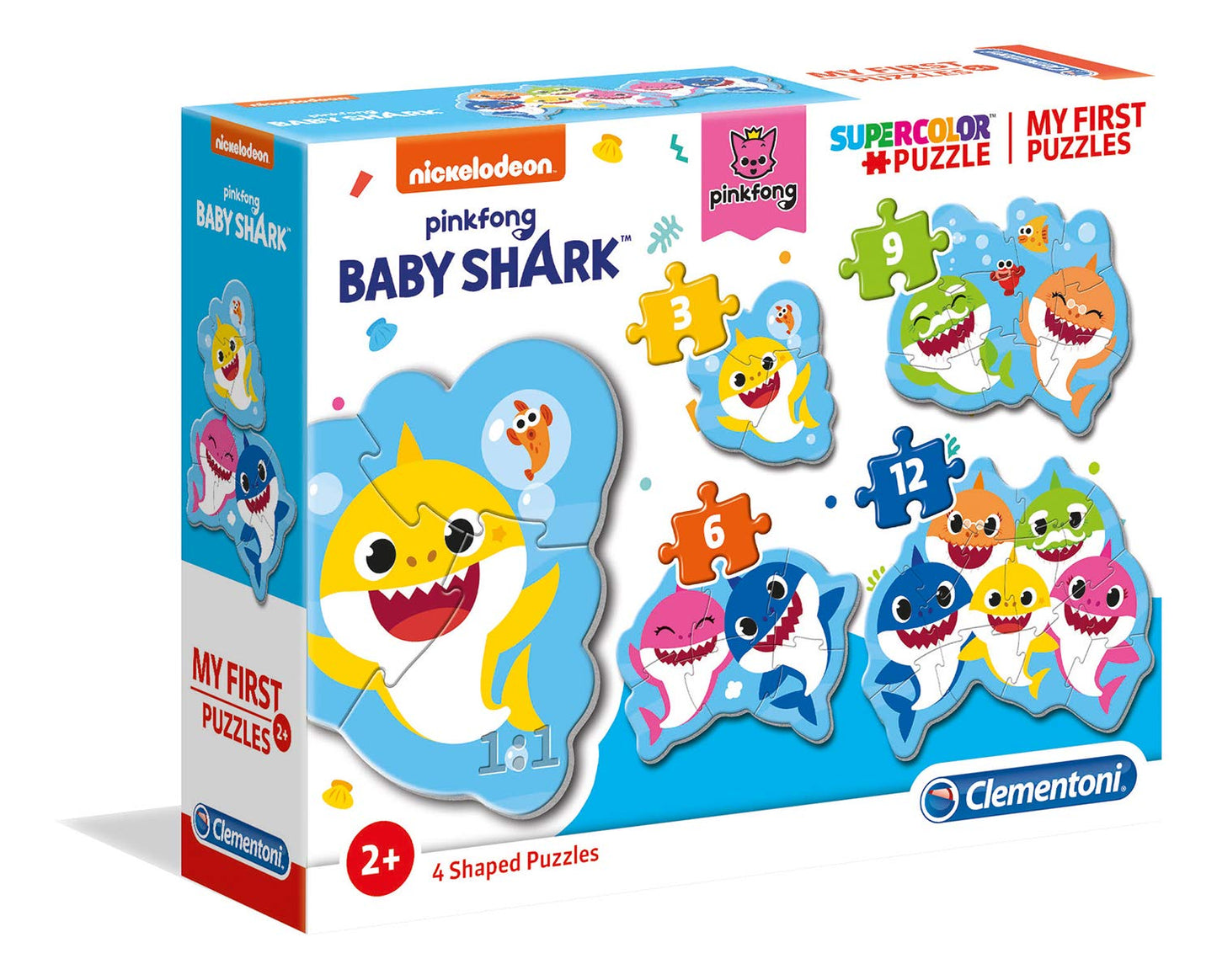 Clementoni 20828, Baby Shark My First Puzzle for Children, 3+6+9+12 Pieces, Ages 2 Years Plus, Multi-coloured, 21 x 7.2 x 26.5 centimetres